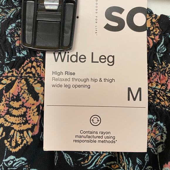 Sonoma Goods For Life Black Floral Wide Leg Boho High Rise Pants Size Medium - Picture 9 of 12